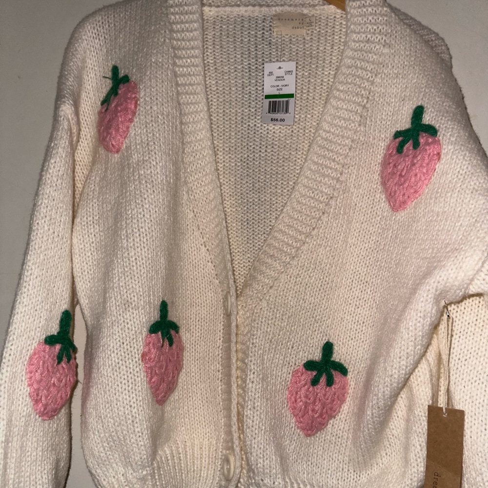 Strawberry buttoned sweater - Picture 1 of 4
